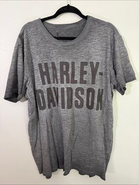 Harley-Davidson Gray Crewneck T-Shirt with Dark Black Logo